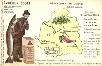 Departamento do Indre — Carta postal publicitária para a emulsão Scott