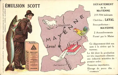 Departement Mayenne — Emulsie Scott — antieke ansichtkaart met reclame