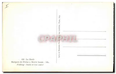 Barques rybackie przy niskiej mierze – La Baule — Levy et Neurden, Imp. Letellier, rue Letellier, Paryż — Rewers