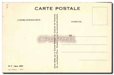 Unerwartete Begegnung — Landschaftsszene mit zwei Hunden und einem Mädchen unter einem Regenschirm — Zeichnung von Jacques Raton — Nr. 4 (Serie 1939) — Rückseite