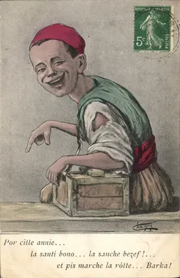 Criança berbere sorridente — caricatura — L. Chagny, desenho. editora 44, rue Michelet, Alger