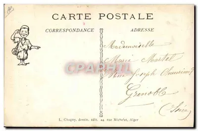 Criança berbere sorridente — caricatura — L. Chagny, desenho. editora 44, rue Michelet, Alger — Verso