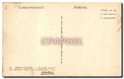 Berck-Plage — Embarcação antes da saída para a caminhada — Photetelio, 85, rue Letellier, Paris — Verso
