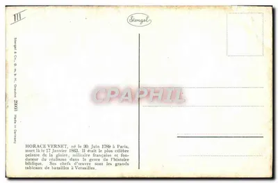 Napoleão em Friedland — pintura de Vernet — editor Stengel & Co. Dresden — Verso