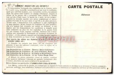 Les Orphelins de la Guerre — A la Pouponnière de Nice. — Éditeur : Les Orphelins de la Guerre — Verso