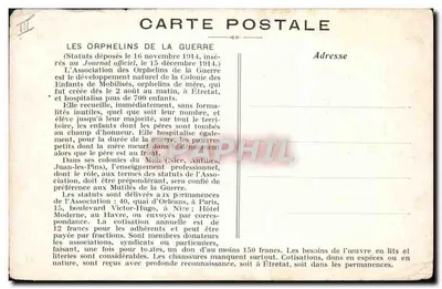Colonie des Enfants de Mobilisés — Orphelins de mère à Étretat (Seine-Inférieure) — Éditeur : Association des Orphelins de la Guerre — Rewers