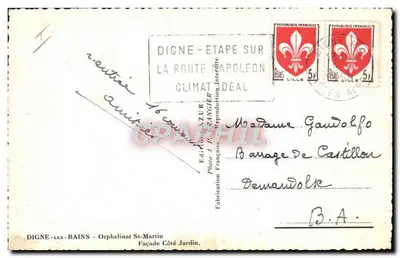 Digne-les-Bains - Orfanato São Martinho — Fachada Lado Jardim — Edição J.P. Grangier — Verso