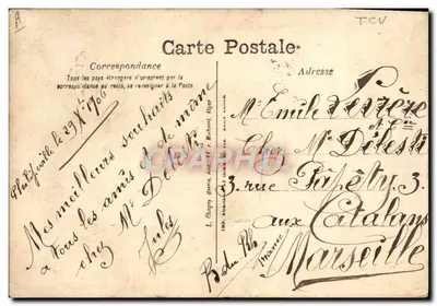 Caricature de deux personnages — scène de dialogue — éditeur L. Chagny, n° non visible — Verso
