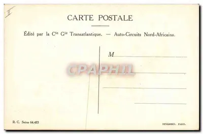 Vista da cidade aplainada — desenho a água forte — editor Cie Transatlantique, n° 64.483 — Verso