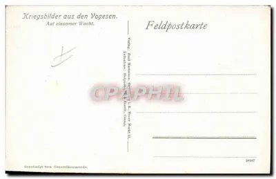 Krucyfikcja — Drewniana krzyżowa w Voszach — Feldpostkarte n°28607 — Rewers