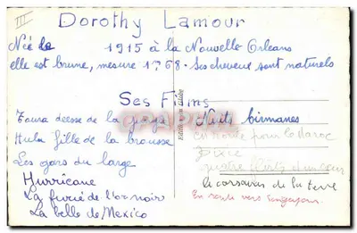 Dorothy Lamour — tancerka egzotyczna — Viny n°13 — Rewers