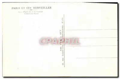 Place de la Concorde — Panoramablick mit Obelisken und Fontäne — Verleger GUY, Paris — Rückseite