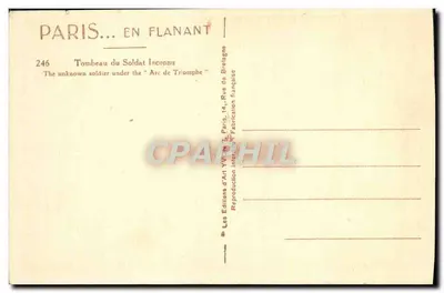 Tombeau du Soldat Inconnu — Arc de Triomphe — Éditions d'Art Yvonne, Paris — Verso