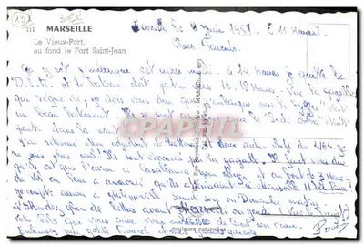 O Velho Port, no fundo o Forte Saint-Jean — Marselha — editor 'C. P. R. Marselha' n°111 — Verso