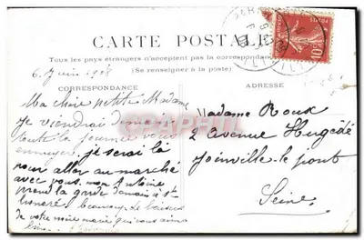 Bilhete postal antigo Paris Estátua de Etienne Marcel — Verso