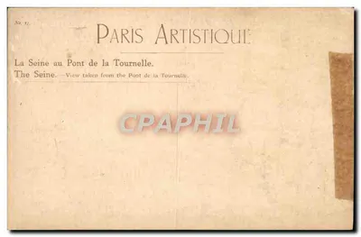 A Seine no Ponte da Tournelle — Paris Artistique, No. 11 — J. Vong — Verso