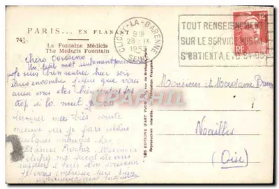 De Fontaine Médicis — Parijs — Edities van Kunst Yvon — Achterkant