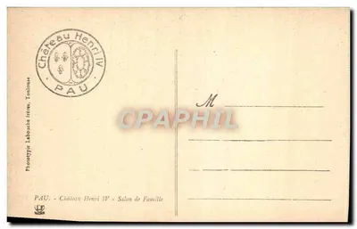 Castelo Henri IV - Sala da Família — Fototipia Laboache frères, Pau — Verso
