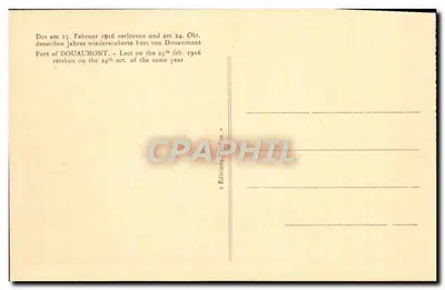Fuerte de DOUAUMONT — Perdido el 25 de Febrero de 1916, recuperado el 24 de Octubre del mismo año — Ediciones Védrin — Reverso