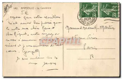 Widok ulicy Canebière w Marsylii — widoczny Cinzano — wydawca nieznany — Rewers