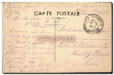 Marseille - A Rua Cannebière — vista da rua com trêm e comércios — Verso