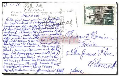 La Costa Azzurra — I Rochers Rouges dell'Estérel — Edizioni d'Arte Mortier, Nizza — Verso
