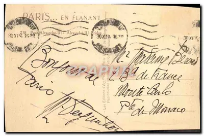 Ponte Alexandre-III — Paris — Les Éditions d'Art Yvon — Verso