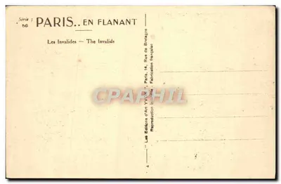 Les Invalides — Paris. En Flanant — Série 3, n°56 — Edições de Arte YVON — Verso