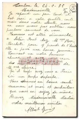 Stara pocztówka Toulon Port — Rewers