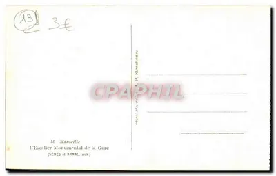 Escada Monumental da Estação — Marselha — editor SÉNÉS et ARNAL — Verso