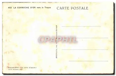 La Corniche d'Or verso Trayas — Collezione La Côte d'Azur — editore Braun & Cie, stampa Mulhouse-Dornach — Verso