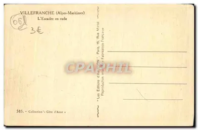 Villefranche (Alpes-Maritimes) — A Esquadra no porto — Les Editions d'Art YVON, Paris — Verso