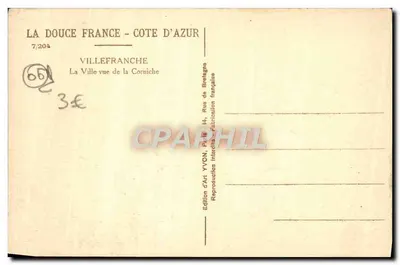 Villefranche-sur-Mer — uitzicht van de Corniche — Edities d'Art Yvon — Achterkant