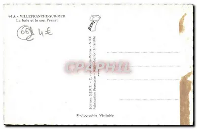 Villefranche-sur-Mer — A baía e o cabo Ferrat — Edições S.E.P.T. - 2, rue Alexis-Mossa - Nice — Verso