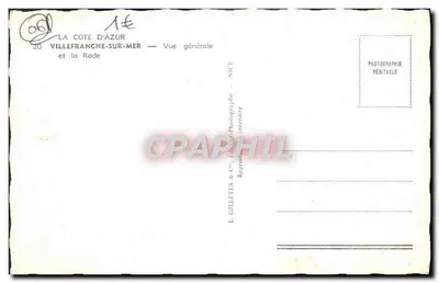 Villefranche-sur-Mer — Vista geral e a Baía — L. Gilletta & Cie, editor — Verso