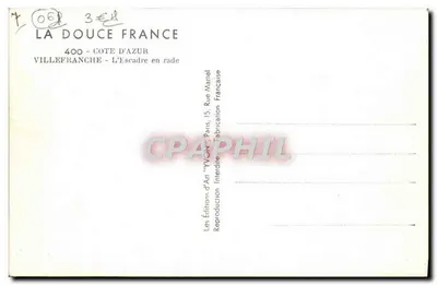 Villefranche-sur-Mer — Escadra francesa no porto — La Douce France — Verso