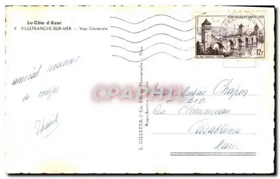 Villefranche-sur-Mer — Vista Geral — L. Gilletta & Cie, Editor, Nice — Verso