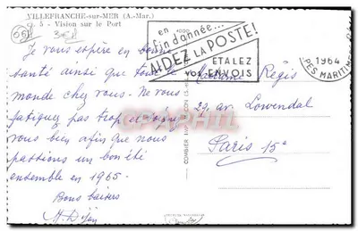 Villefranche-sur-Mer — Visão do Porto — Cj. 5 — Editor Combier — Verso
