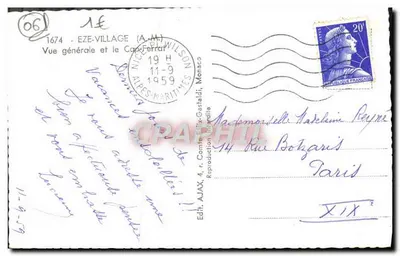 Eze-Village (A.M.) — Ogólny widok i Cap-Ferrat — Wyd. AJAX, 4, r. Comte d'Albani, Monako — Rewers