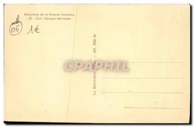 Belvedere na Wielkiej Cornichie — Epoka Sarrazynów — Wydawca Belvedère, n°13 — Rewers