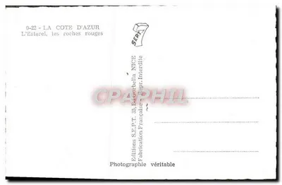 L'Esterel, czerwone skały — Côte d'Azur — Wydawnictwo S.E.P.T., 35, Bd Gorbella, Nice — Rewers