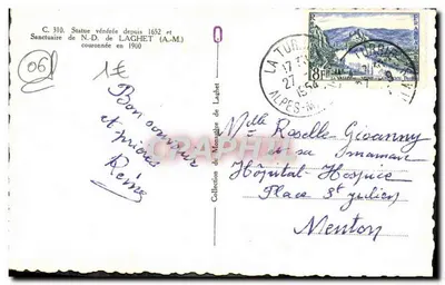 Estátua de Nossa Senhora de Laghet — Santuário venerado desde 1652 — Coleção do Mosteiro de Laghet — Verso