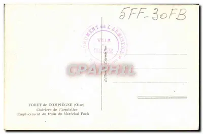 Clairière de l'Armistice — Las Compiègne — Lokalizacja pociągu Marszałka Foch — Rewers