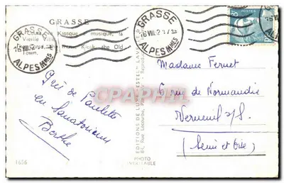 Grasse — Widok starego miasta z kioskiem do muzyki — Estel — Rewers