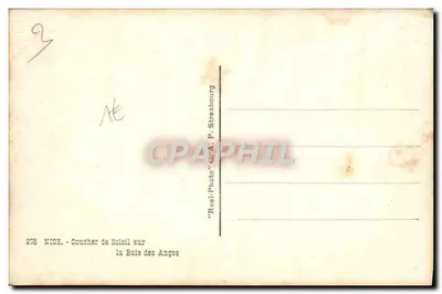 Zachód słońca nad Zatoką Aniołów — NICE — wydawca G.A. P. Strasbourg, nr 278 — Rewers