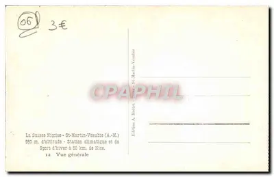 St-Martin-Vésubie — Vue générale — Édition A. Mottet — Verso