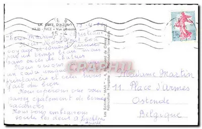 Ogólny widok wybrzeża Azury — Nice — Wydawnictwo Francuskie — Rewers