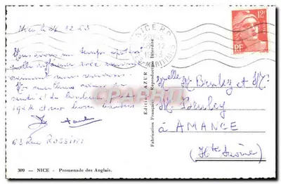 Nice - Promenade des Anglais — Edycja Francuska AZUR, n° 309 — Rewers