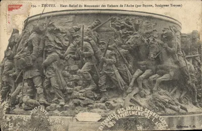 Troyes - Wysoki relief pomnika Dzieci Auby (przez Bridena, troyńskiego rzeźbiarza)