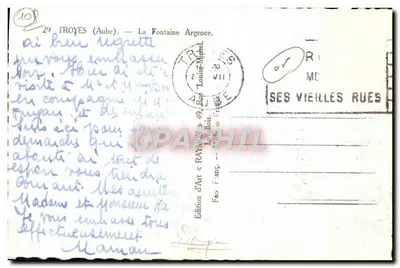 Troyes (Aube) — Fontaine Argence — Wydawnictwo Sztukowe « Raymon » — Rewers